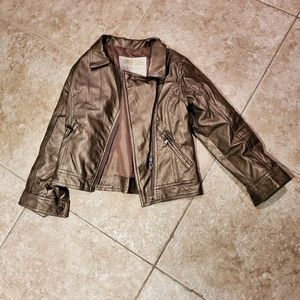 Girls metallic faux leather jacket